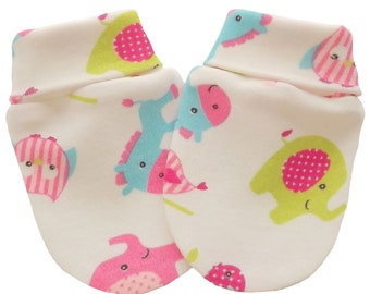 Cotton Baby Mittens: Knitted Anti-Scratch Gloves, Multi-Color Cartoon Print