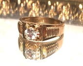 Vintage 14K HGE Lind oro anello taglia 13