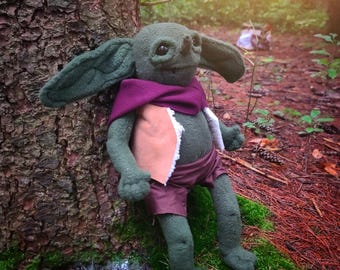 Nimm  the Goblin ooak handmade magical creature, with joints and soft plush. The perfect gift for someone who loves magic