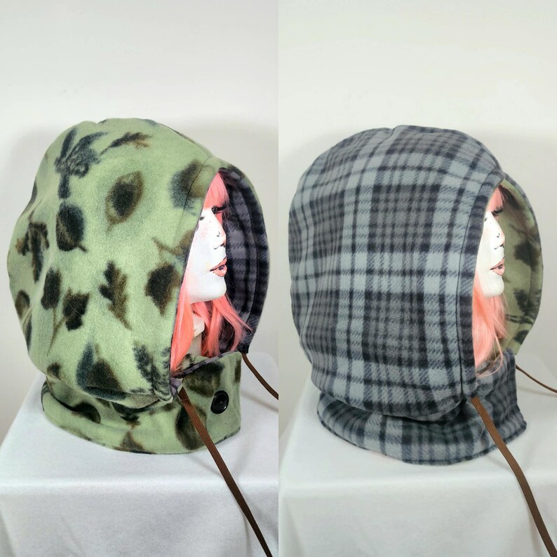 Reversible Hood Oversized Handmade Festival Fleece Alt Warm Winter Fall Spring Apparel Hooded Apocalyptic Alternative Clothing Accessory image 1
