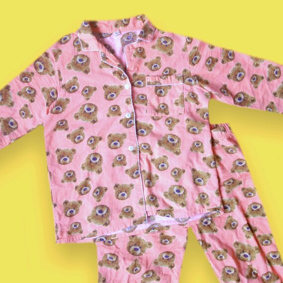 Teddy Pajamas Set 90s Pink Cute Kawaii Bear Design