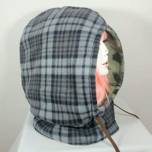 Reversible Hood Oversized Handmade Festival Fleece Alt Warm Winter Fall Spring Apparel Hooded Apocalyptic Alternative Clothing Accessory image 5