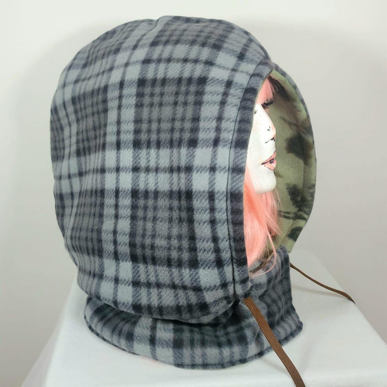 Reversible Hood Oversized Handmade Festival Fleece Alt Warm Winter Fall Spring Apparel Hooded Apocalyptic Alternative Clothing Accessory image 5