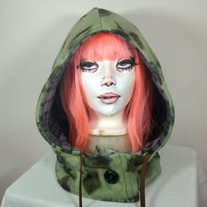 Reversible Hood Oversized Handmade Festival Fleece Alt Warm Winter Fall Spring Apparel Hooded Apocalyptic Alternative Clothing Accessory image 3