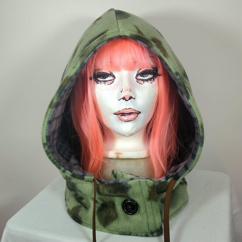Reversible Hood Oversized Handmade Festival Fleece Alt Warm Winter Fall Spring Apparel Hooded Apocalyptic Alternative Clothing Accessory image 3