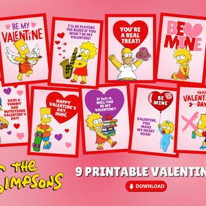 Valentinstag Karten zum Ausdrucken - Sofort Download! Bart Simpson Valentinstag, Homer Simpson Valentinstag, Valentinstag Tags