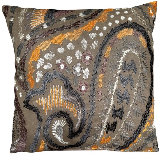 Designers Guild Uchiwa Ochre Embroidery Cushion Cover