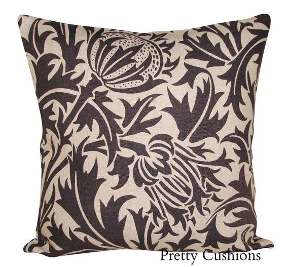 William Morris Thistle Linen & Black Cushion Cover