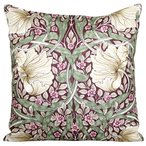 William Morris Pimpernel Aubergine and Olive Archive Cushion Cover