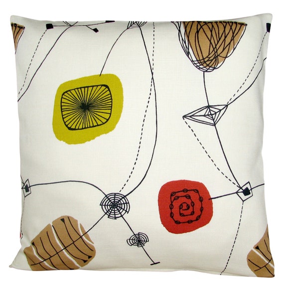 Sanderson Perpetua Mustard & Red Cushion Cover