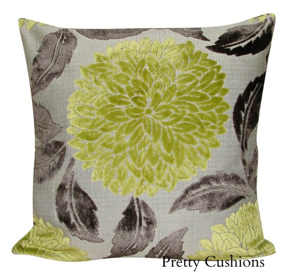 Sanderson Ceres Velvet Lime & Taupe Cushion Cover