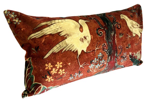 Zoffany Arden Velvet Red Bolster Cushion Cover