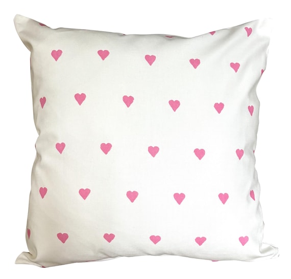 Harlequin Lovehearts Valentine Ivory & Pink Cushion Cover