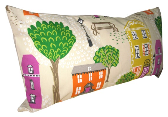 Sanderson Jubilee Square Orange & Purple Bolster Cushion Cover