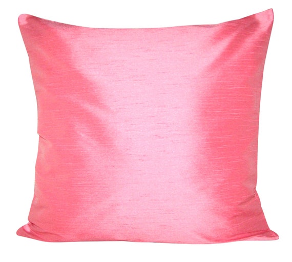 Designers Guild Pure Silk Dupion Plain Coral Pink Cushion Cover
