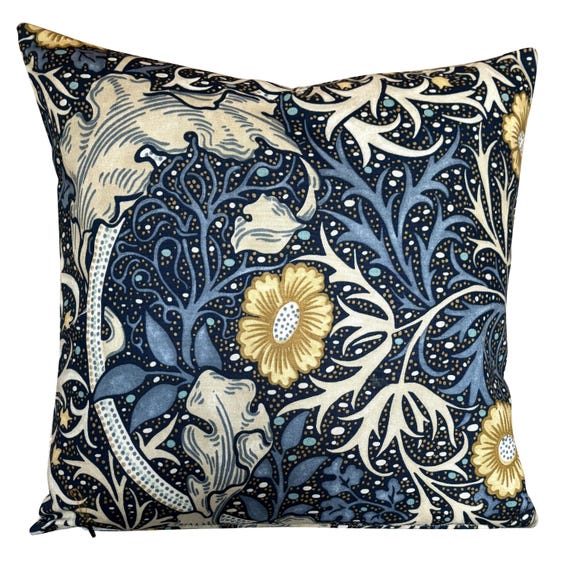William Morris Cobalt Blue & Gold Cushion Cover