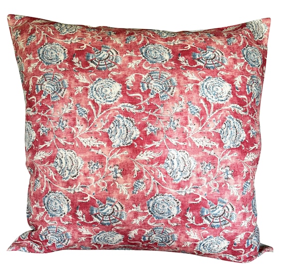 Ralph Lauren Shell Beach Batik Scarlet Red & Blue Cushion Cover