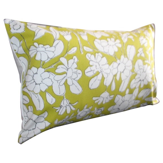 Pretty Summer Daisy Chain Retro Lime Green Bolster  Cushion Cover