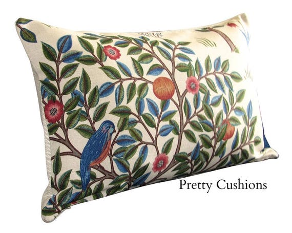 William Morris Kelmscott Tree Woad & Wine Bolster Cushion Cover