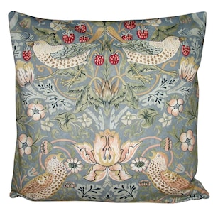 William Morris Strawberry Thief Blue Cushion Cover