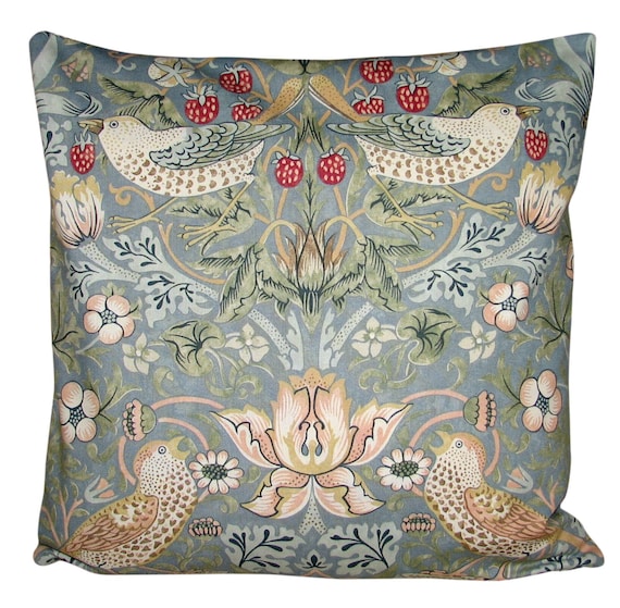 William Morris Strawberry Thief Blue Cushion Cover