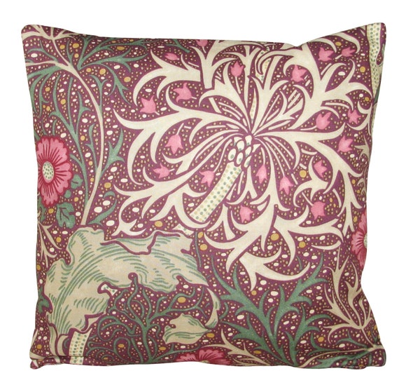 William Morris Seaweed Aubergine & Bayleaf Cushion Cover