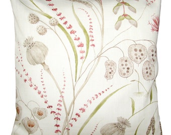 Sanderson Summer Harvest Claret & Olive Cushion Cover