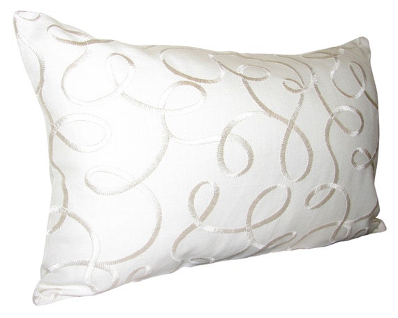 Jane Churchill Graffiti White Linen Embroidery Cushion Cover