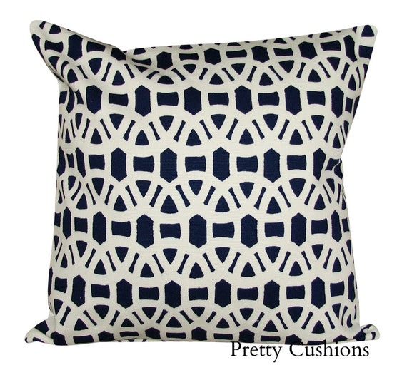 Scion Lace Indigo & Linen Geometric Cushion Cover