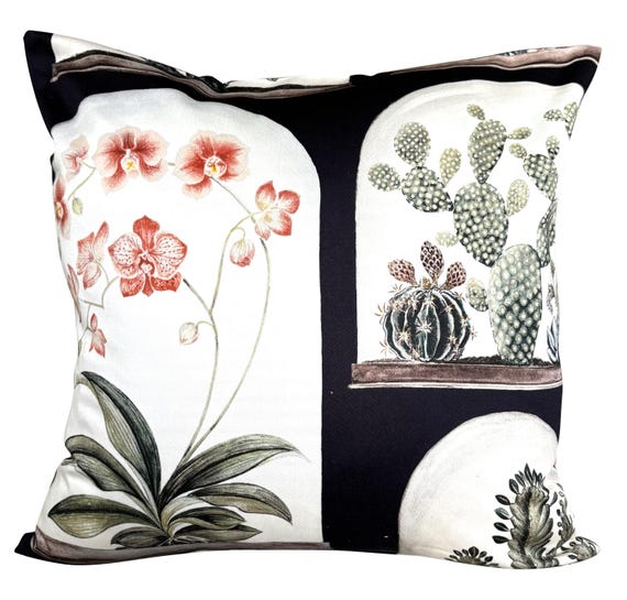 Sanderson Terrariums Botanical Ink & Papaya Cushion Cover
