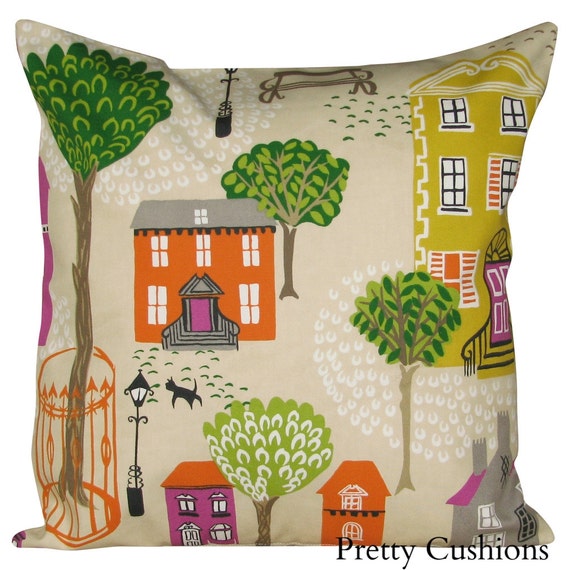 Sanderson Jubilee Square Orange & Purple Cushion Cover