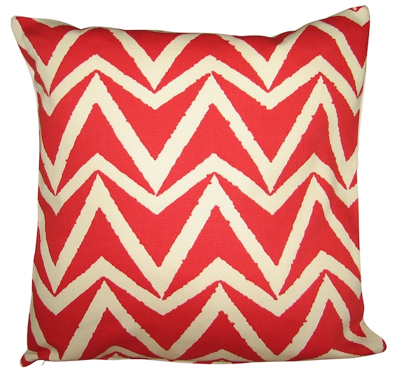 Scion Dhurrie Tomato Red Chevron Cushion Cover