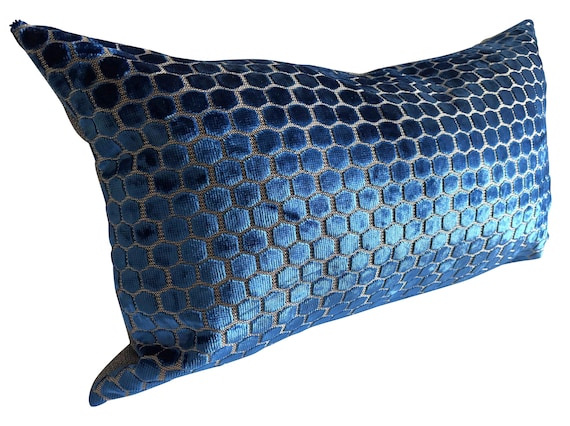 Designers Guild Jabot Kingfisher Blue Velvet Bolster Cushion Cover