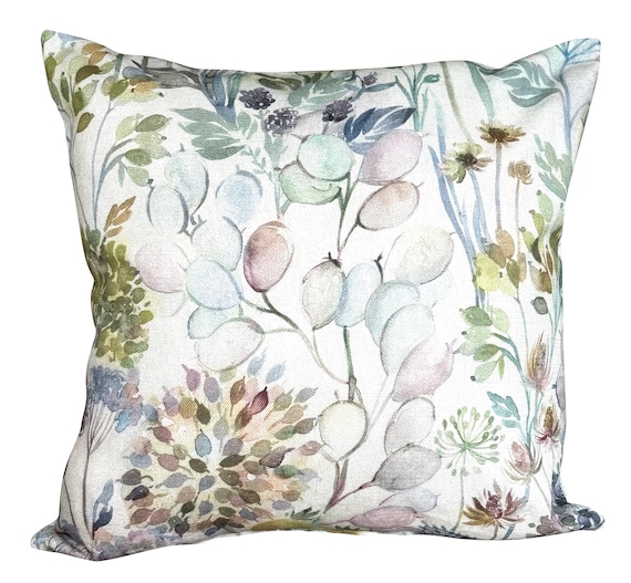 Voyage Hedgerow Linen Aqua Cushion Cover