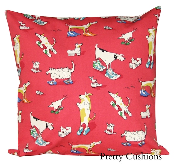 Sanderson Dogs in Clogs Red & Cream Cushion Cover