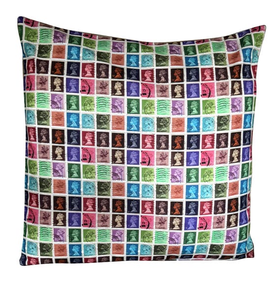 First Class Stamps Royal Postage Queen Colourful Cushion Cover