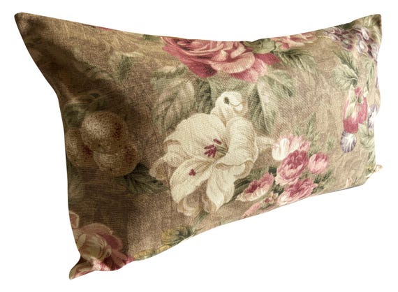 Vintage Pretty Floral Caramel Antique Bolster Cushion Cover