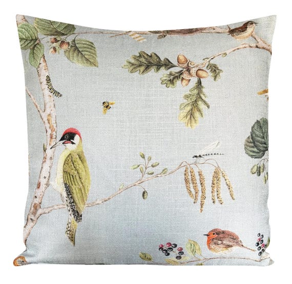 Sanderson Woodland Chorus Blue Cushion Cover