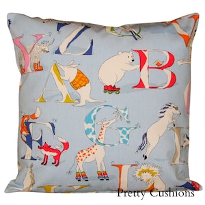 Sanderson Abracazoo Alphabet Zoo Blue Cushion Cover