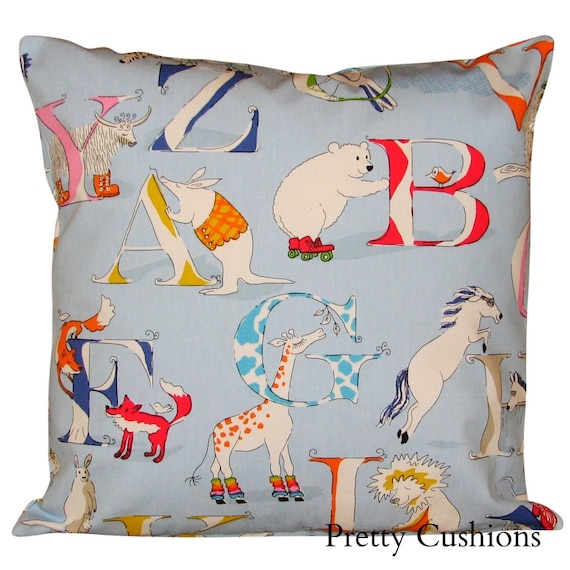 Sanderson Abracazoo Alphabet Zoo Blue Cushion Cover