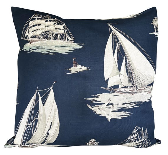 Ralph Lauren Down Easter Boats Atlantic Blue Cushion Cover