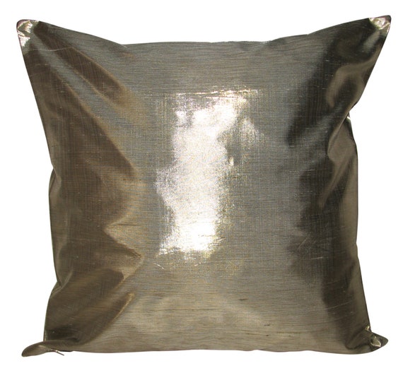 Designers Guild Pure Silk Dupion Plain Silver & Gold Metallic Cushion Cover
