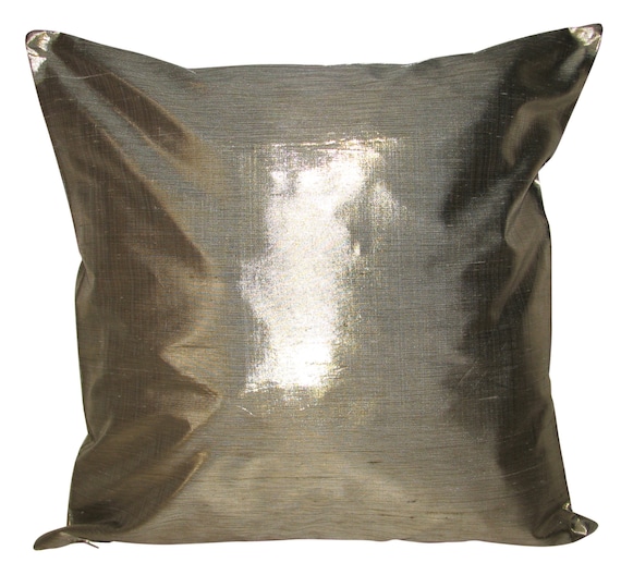 Designers Guild Pure Silk Dupion Plain Silver & Gold Metallic Cushion Cover