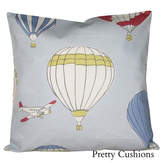 John Lewis Sky High Hot Air Balloon Blue Cushion Cover