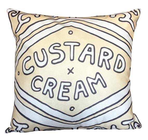 Custard Cream Biscuit Cookie Cushion with Pad
