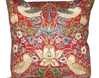 ウィリアム・モリス いちご泥棒 レッド クッションカバー - Etsy 日本