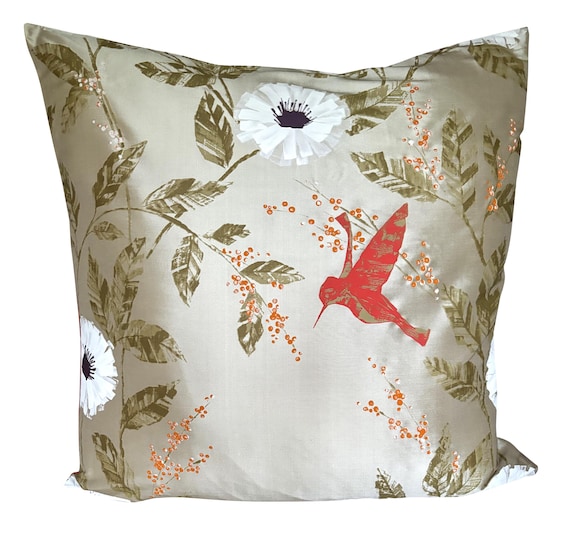 Harlequin Sephora Silk Mauve & Orange Hummingbird Cushion Cover