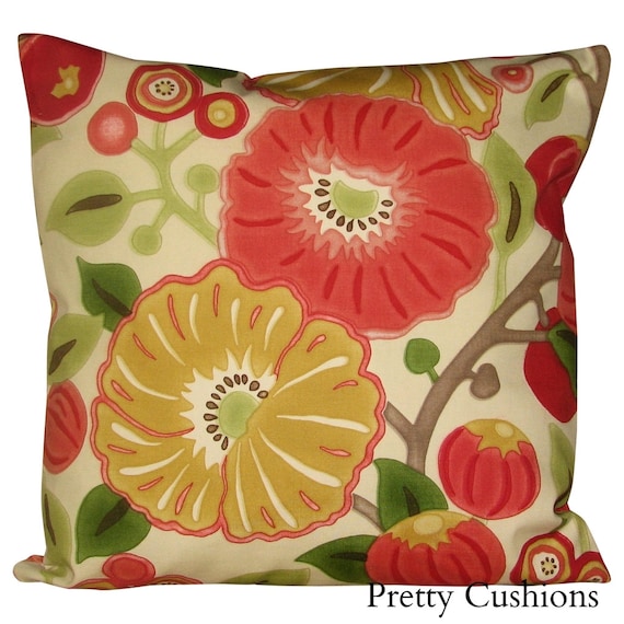 Sanderson Tree Poppy Tomato & Olive Cushion Cover