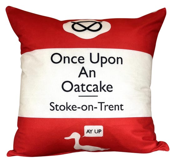 Penguin Vintage Classics Stoke-on-Trent Potteries Oatcake Duck Retro Cushion Cover
