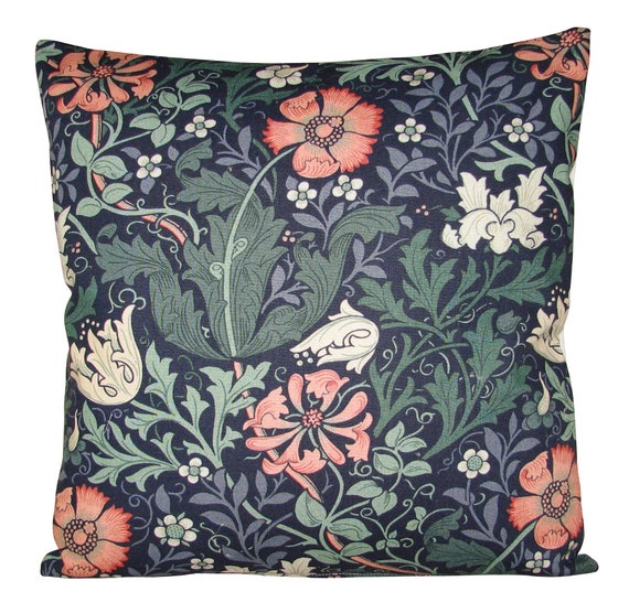 William Morris Compton Indigo & Green Cushion Cover